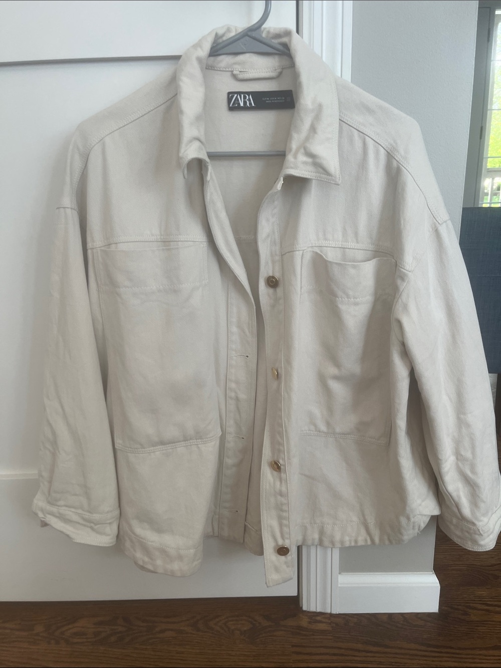 ZARA Neutral Cream Boxy Jean Jacket